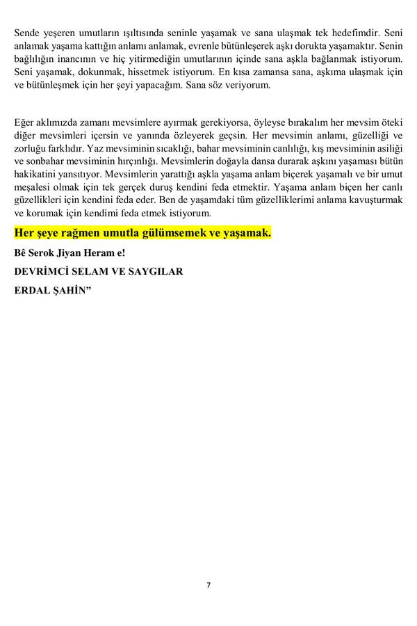 Erdal Şahîn Nameya — Fedaî Tirkî